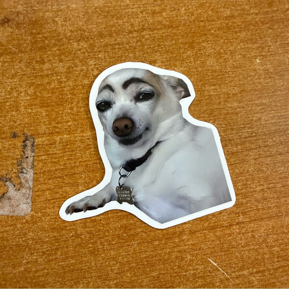 Humorous Dog‎ Sticker - White